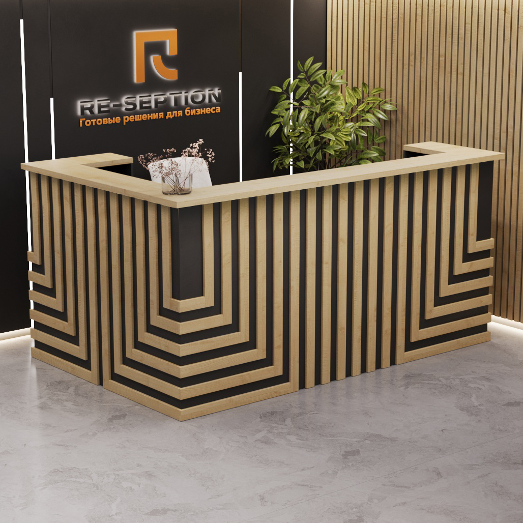 Ресепшн «Нептун угловой» Черный / Клен