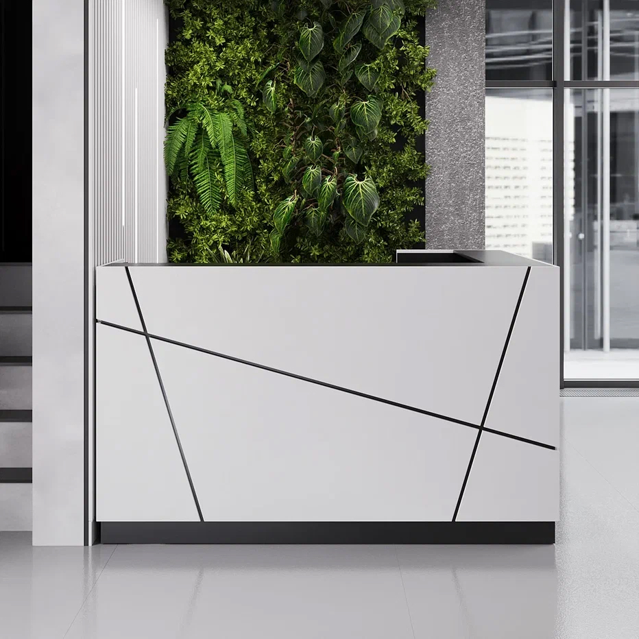 Ресепшн "Хай-Тек" угловой Чёрный / Белый