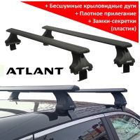 Багажник на крышу Mitsubishi L200 2015-..., Атлант, крыловидные аэродуги (черный цвет)
