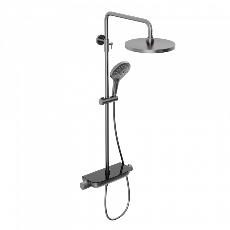 Душевая система Abelsberg Lineara с термостатом без излива, оружейная сталь SNS52790GM