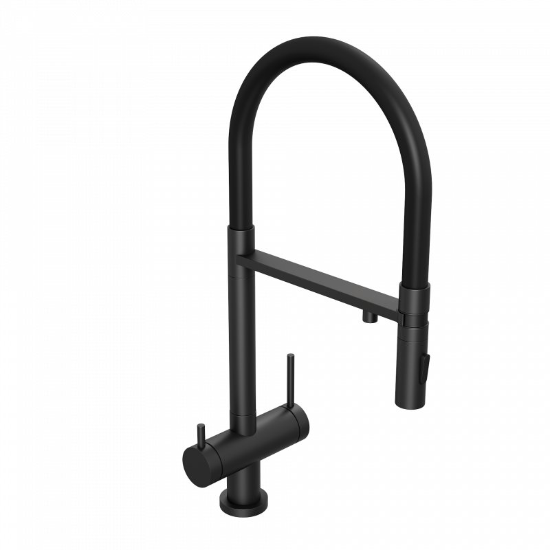 Смеситель для кухни ABELSBERG Venta с гибким изливом, вулканический черный, IXF73979MB