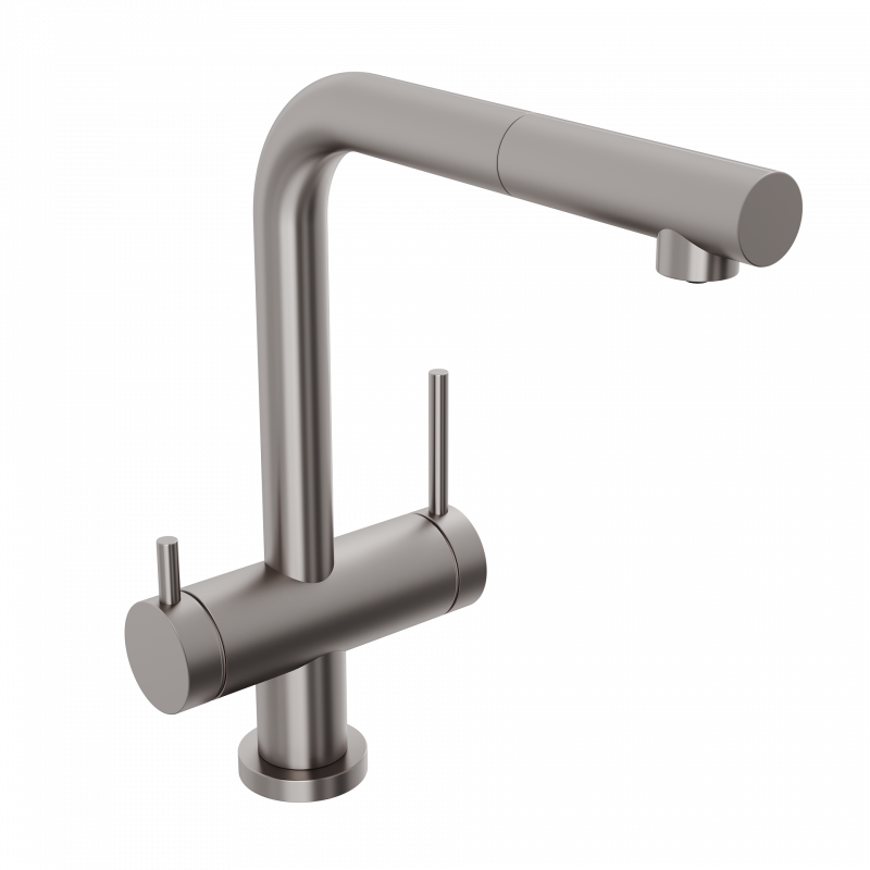 Смеситель для кухни ABELSBERG Pura с вытяжным изливом, титан, OTF70709BN