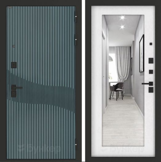 Входная дверь Бункер BN-13 - Зеркало 18 
Белое дерево