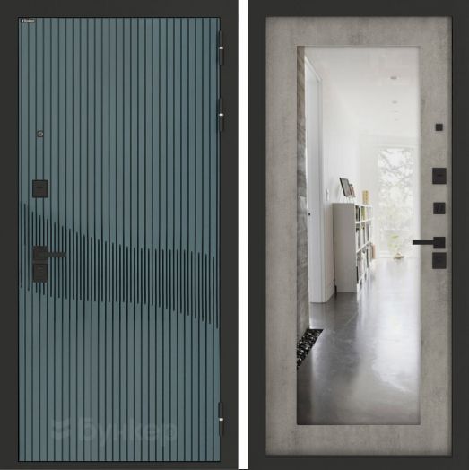 Входная дверь Бункер BN-13 - 18 Зеркало Бетон светлый