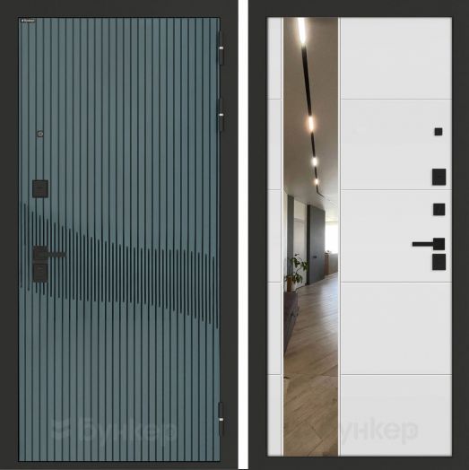 Входная дверь Бункер BN-13 - 19 Зеркало Белый софт