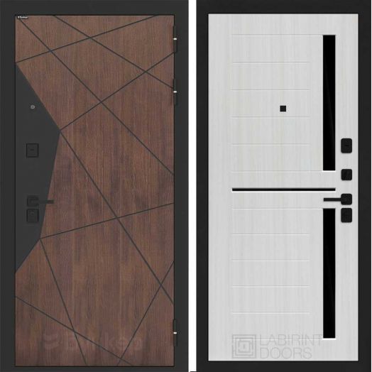 Входная дверь Бункер BN-14 - 02 Сандал белый, стекло черное