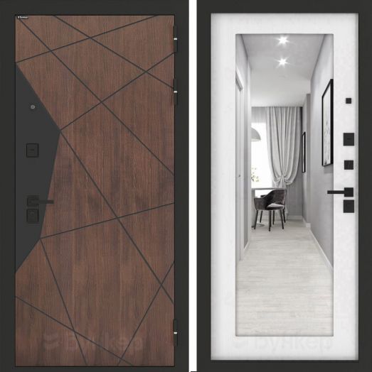 Входная дверь Бункер BN-14 - Зеркало 18 
Белое дерево