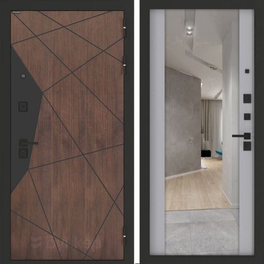 Входная дверь Бункер BN-14 - Зеркало максимум Грей софт