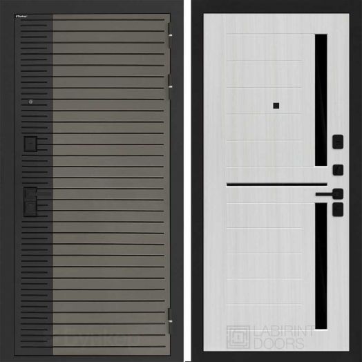 Входная дверь Бункер BN-15 - 02 Сандал белый, стекло черное