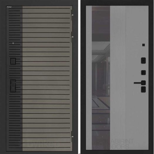 Входная дверь Бункер BN-15 - 32 Зеркало тонировка Серый софт рельеф