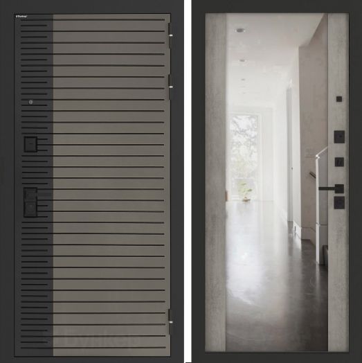 Входная дверь Бункер BN-15 - Зеркало максимум 
Бетон светлый