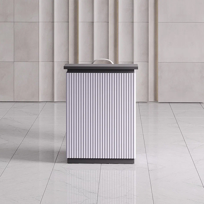 Ресепшн «Крафт мини» в МДФ пленке - волна 2 черный/голубой