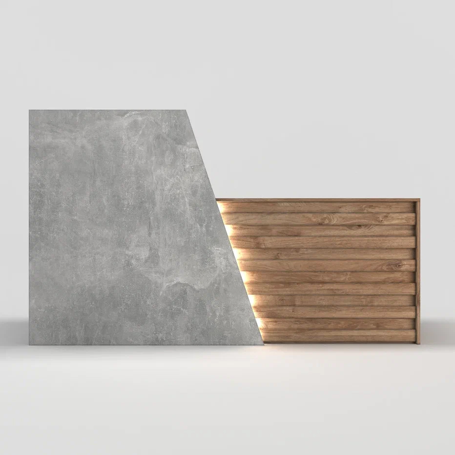 Ресепшн «Спейс» цемент темный/дуб вотан