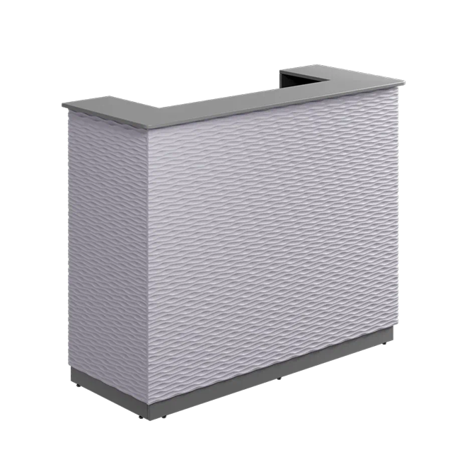 Ресепшн с фрезировкой рябь в МДФ пленке серый шифер/голубой