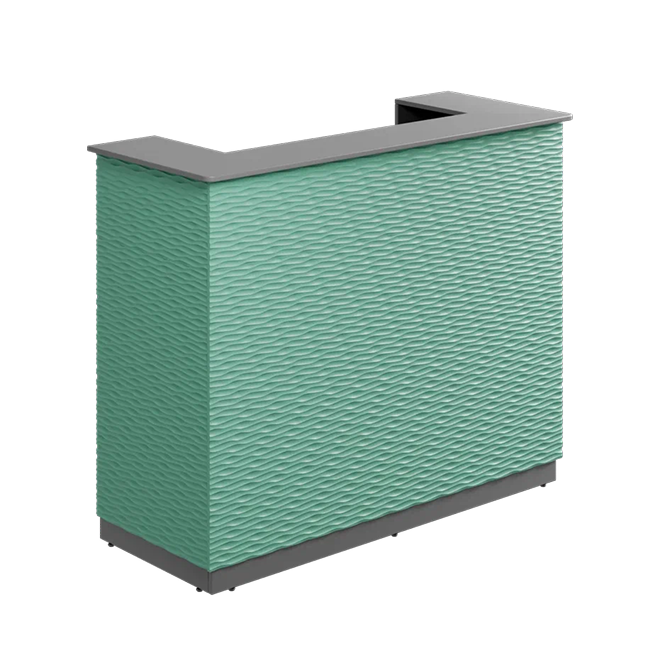 Ресепшн с фрезировкой рябь в МДФ пленке серый шифер/иберис