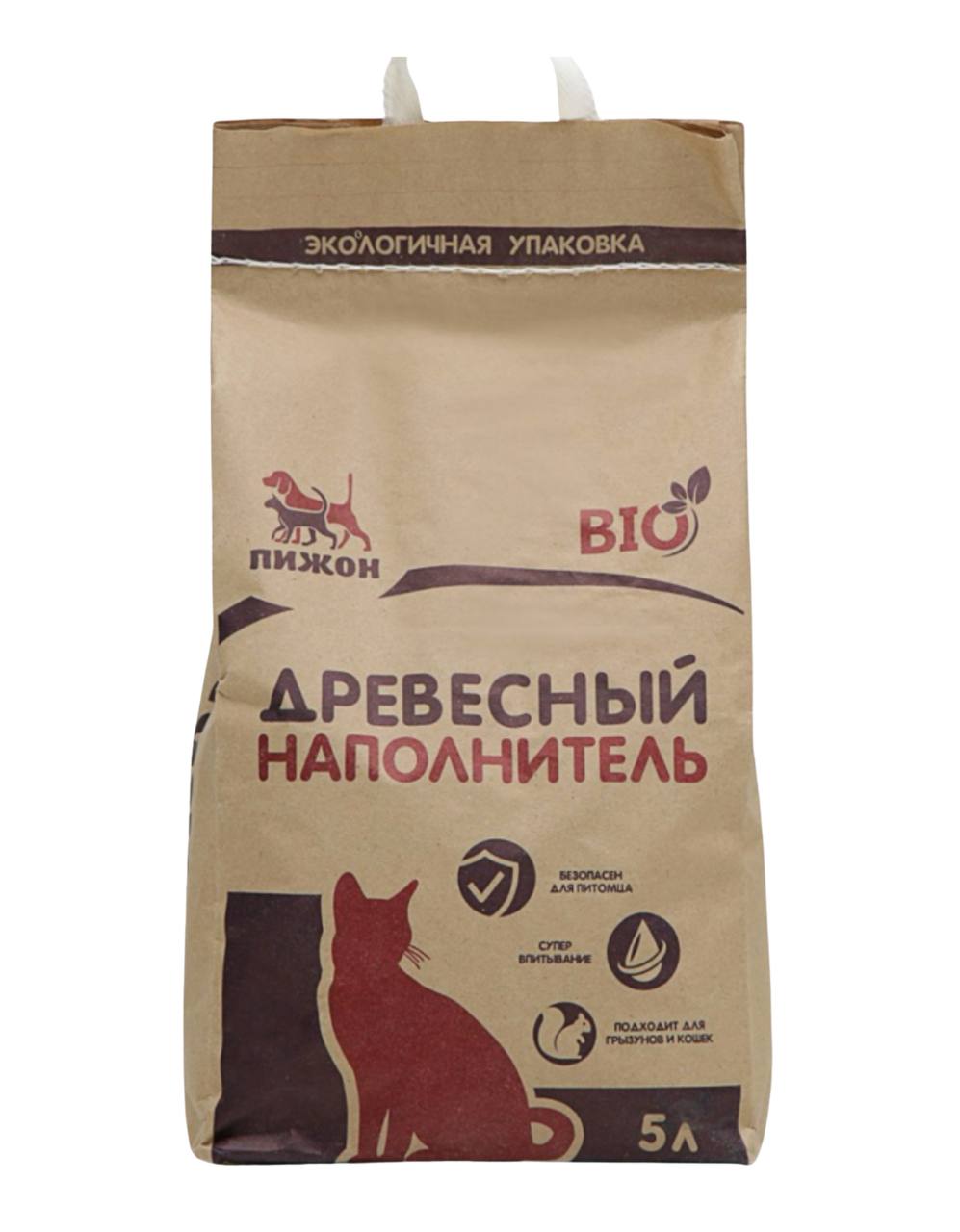 Наполнитель древесный "Пижон" Bio, 5 л