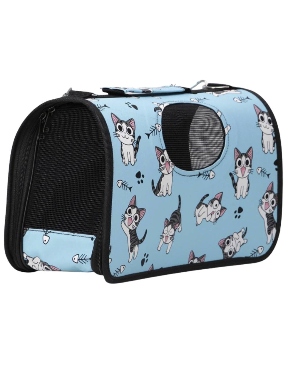 Сумка - переноска для животных "Играющие котики", голубая, размер M, 40 х 21 х 27 см