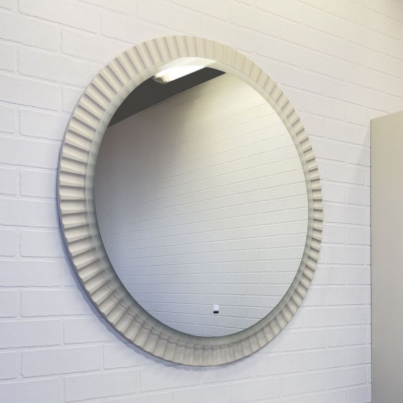 Зеркало Comforty Мадрид 90 LED-подсветка, бесконтактный сенсор, антизапотевание, серый шёлк