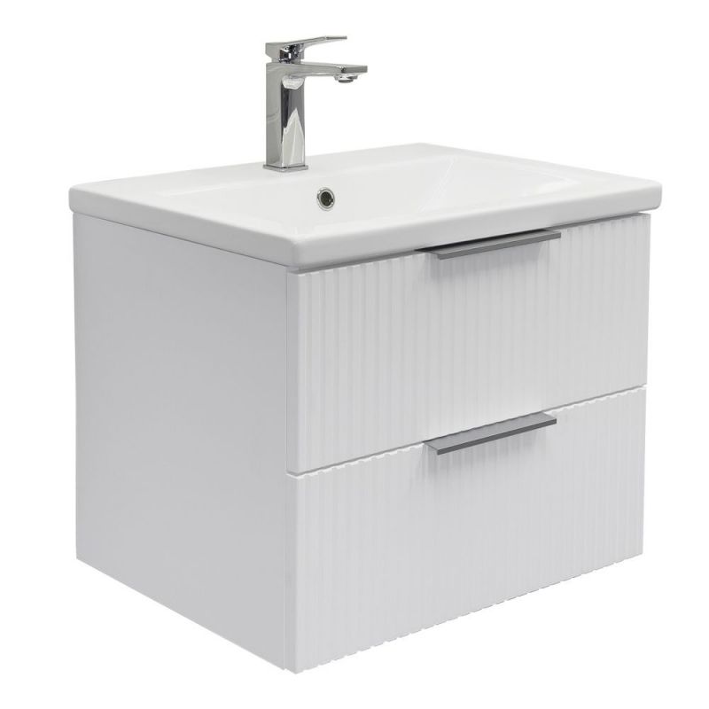Тумба с умывальником Comforty Лима-60П2 белый матовый с раковиной Como 60