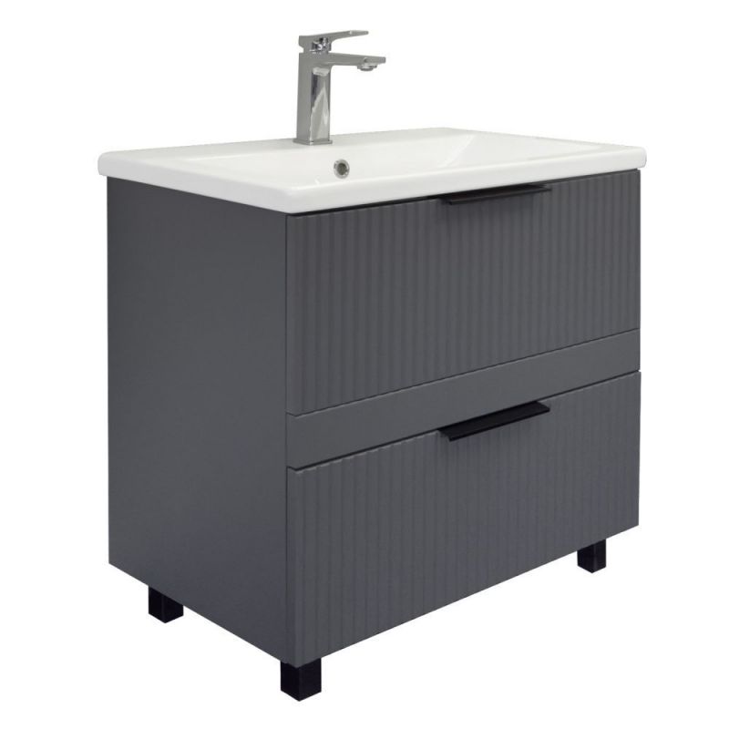 Тумба с умывальником "Лима-70Н2" антрацит с раковиной Como 70