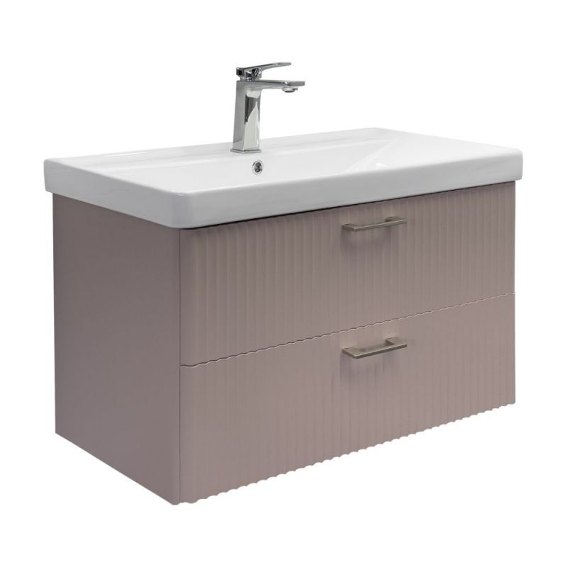 Тумба с умывальником Comforty Ангара-90П дуб латте с раковиной 4490