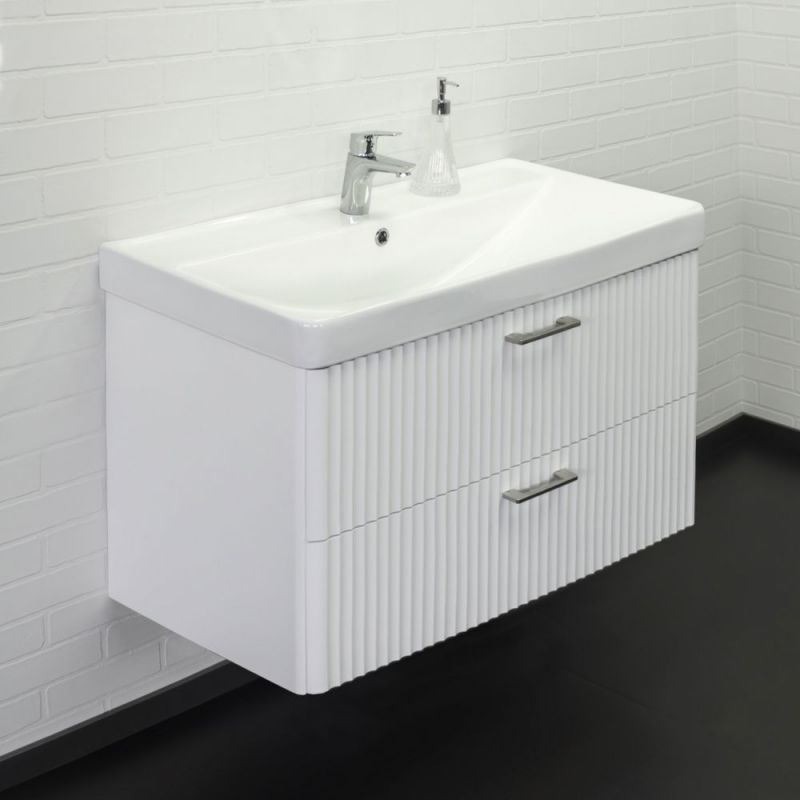 Тумба с умывальником Comforty Ангара-90П белый матовый c раковиной Comforty 4490