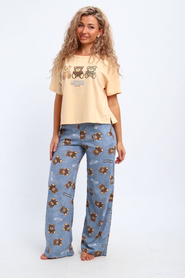 Костюм домашний арт. КД-00-007 [бежевый/медведь-тигр]