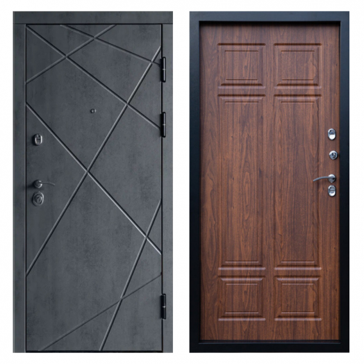 Входная дверь Termo-door Лучи Бетон - Орех премиум