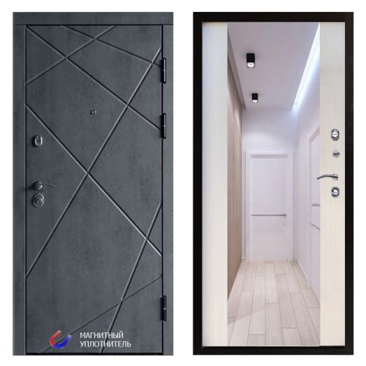 Входная дверь Termo-door Лучи Бетон - Зеркало Лиственница