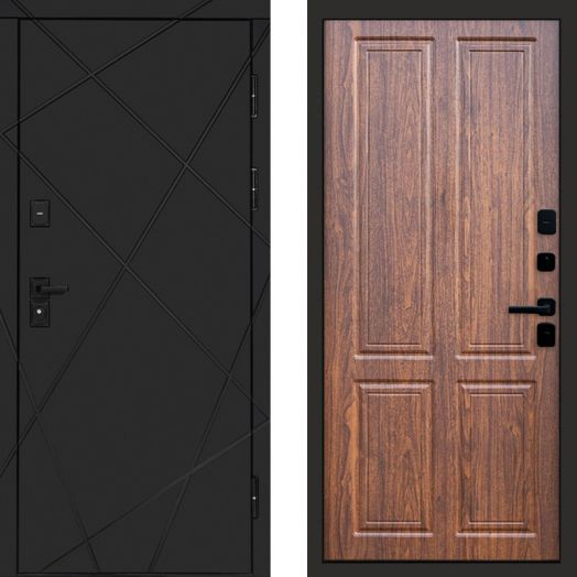 Входная дверь Termo-door Лучи Black - Орех стандарт