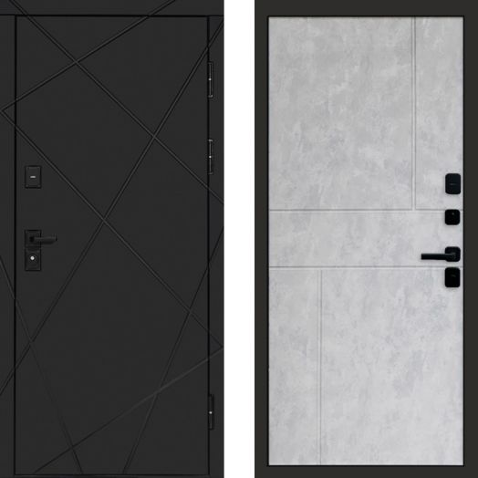 Входная дверь Termo-door Лучи Black - Горизонт Бетон светлый