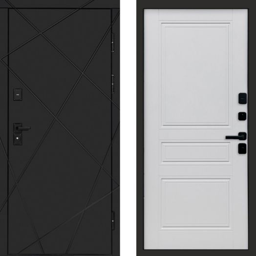 Входная дверь Termo-door Лучи Black - Классик Белый софт