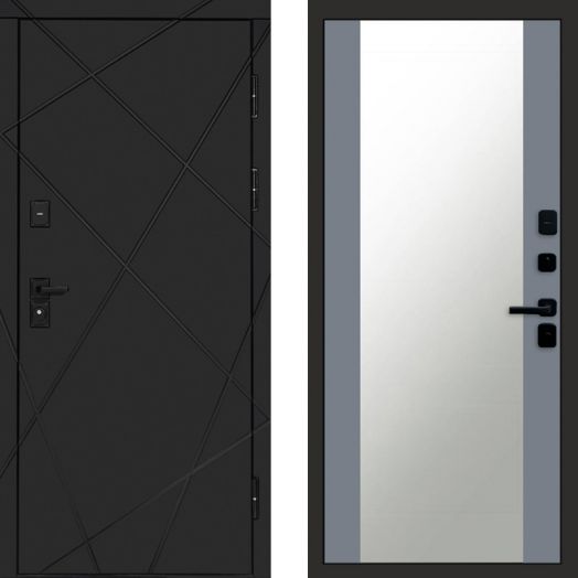 Входная дверь Termo-door Лучи Black - Зеркало Грей софт