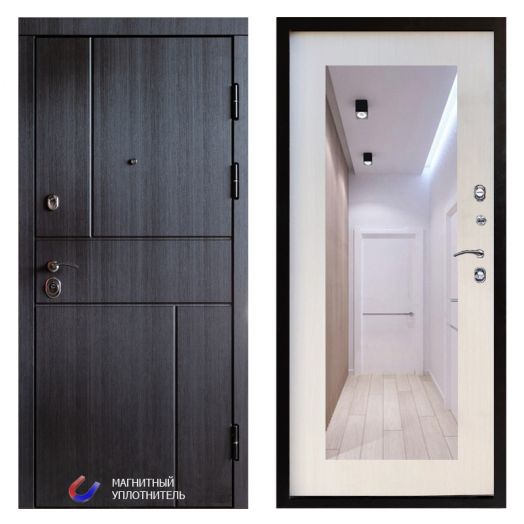Входная дверь Termo-door Вертикаль Венге - Зеркало триумф Лиственница