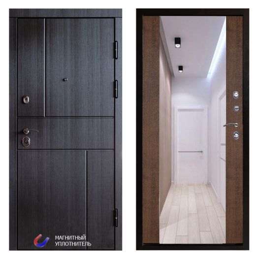 Входная дверь Termo-door Вертикаль Венге - Зеркало Дуб
