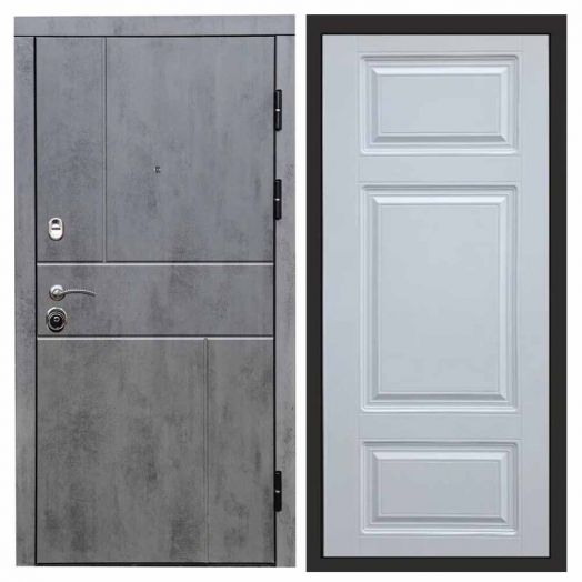Входная дверь Termo-door Вертикаль Бетон - Лион Белый софт