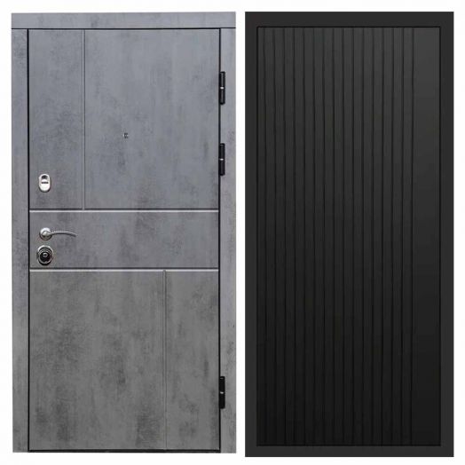 Входная дверь Termo-door Вертикаль Бетон - FLAT Черный кварц