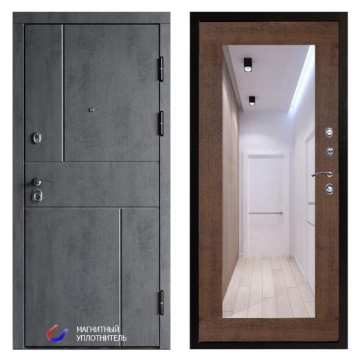 Входная дверь Termo-door Вертикаль Бетон - Зеркало триумф Дуб