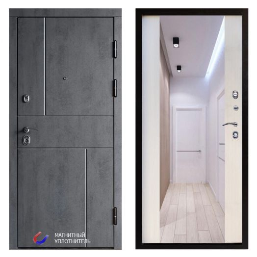 Входная дверь Termo-door Вертикаль Бетон - Зеркало Лиственница