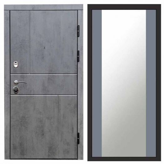 Входная дверь Termo-door Вертикаль Бетон - Зеркало Грей софт