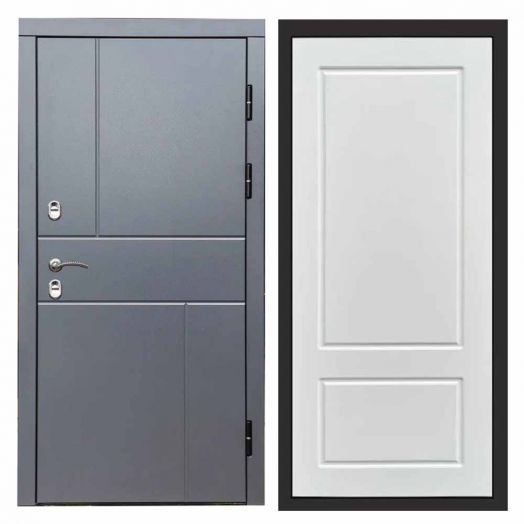 Входная дверь Termo-door Вертикаль Грей - Марсель Белый софт