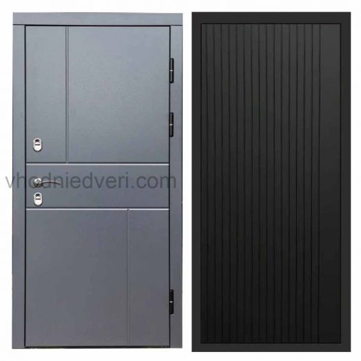 Входная дверь Termo-door Вертикаль Грей - FLAT Черный кварц