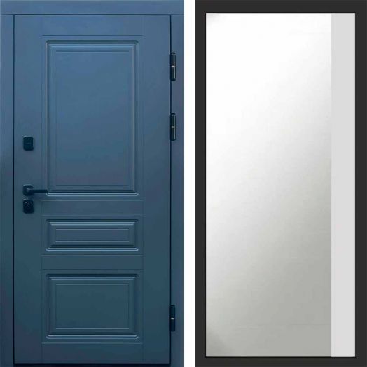 Входная дверь Termo-door Орегон Графит - Широкое Зеркало Фацет Белый софт