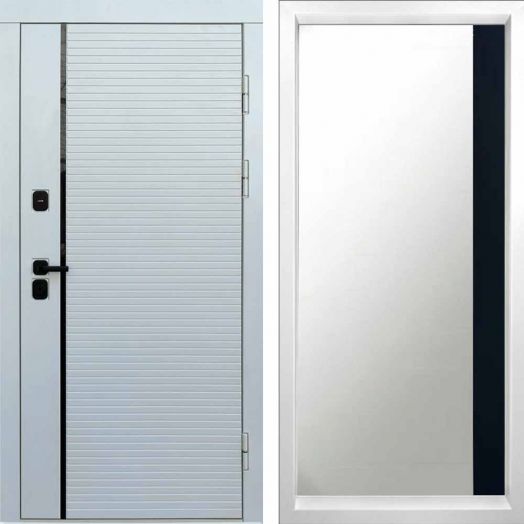 Входная дверь Termo-door WHITE LINE - Широкое Зеркало Фацет Черный кварц