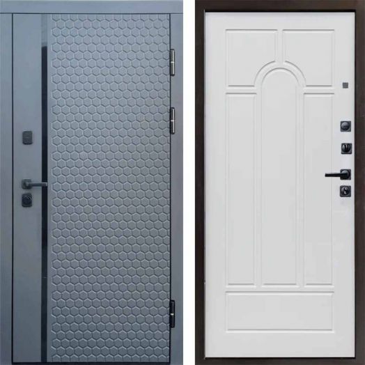 Входная дверь Termo-door Simple Графит - Арка Белое дерево