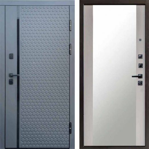 Входная дверь Termo-door Simple Графит - Зеркало Лиственница