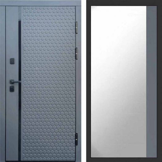 Входная дверь Termo-door Simple Графит - Широкое Зеркало Фацет Грей софт