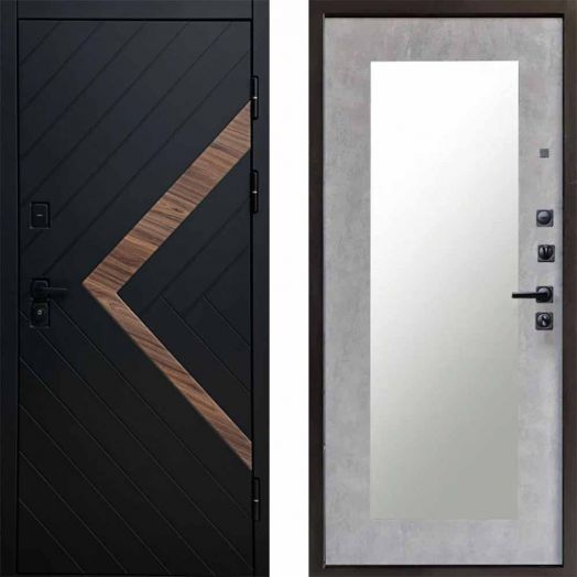 Входная дверь Termo-door Плэй - Зеркало триумф Бетон светлый