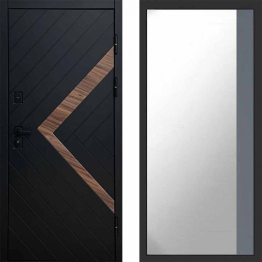 Входная дверь Termo-door Плэй - Широкое Зеркало Фацет Грей софт