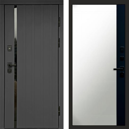 Входная дверь Termo-door Роял Графит - Широкое Зеркало Фацет Черный кварц